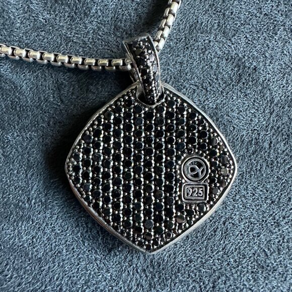 David Yurman Chevron Pendant & Skull Key Pendant w/ Pavé Black Diamonds Necklace - Picture 7 of 16